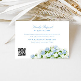 Blå Hydrangea Bröllops QR-kod RSVP Tilläggskort
