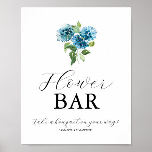 Blå Hydrangea Bröllopsblomma Barskyltar Poster