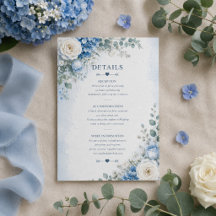 Blå Hydrangea Bröllopsdetaljkort