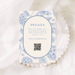 Blå Hydrangea Bröllopsdusch QR-kod Tilläggskort
