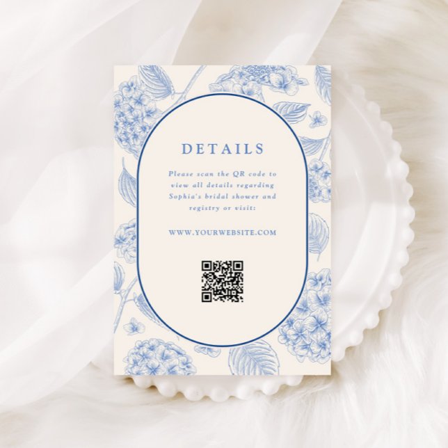 Blå Hydrangea Bröllopsdusch QR-kod  Tilläggskort (Skapare uppladdad)