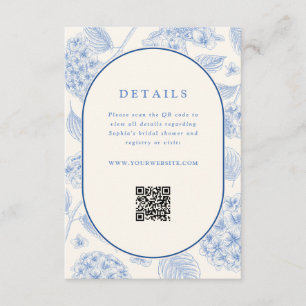 Blå Hydrangea Bröllopsdusch QR-kod Tilläggskort