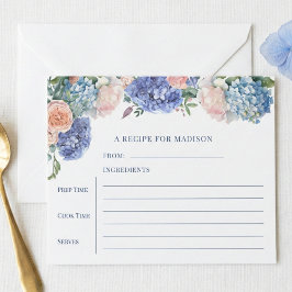 Blå Hydrangea Bröllopsdusch Te Receptkort