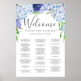 Blå Hydrangea Bröllopsplatsskylt Poster