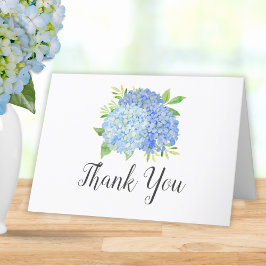 Blå Hydrangea Bukett Blommig Bröllopsdusch Tack Kort