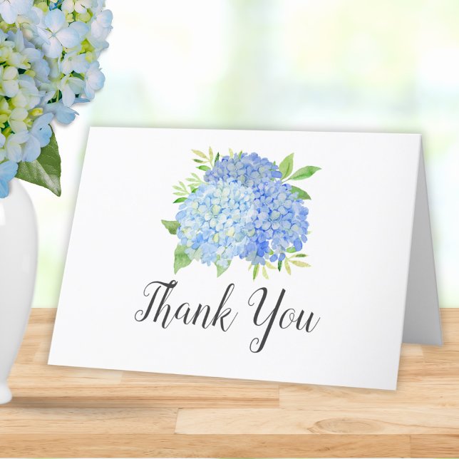 Blå Hydrangea Bukett Blommig Bröllopsdusch Tack Kort (Skapare uppladdad)