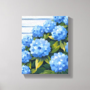 Blå Hydrangea Buskar Blommålning Canvastryck