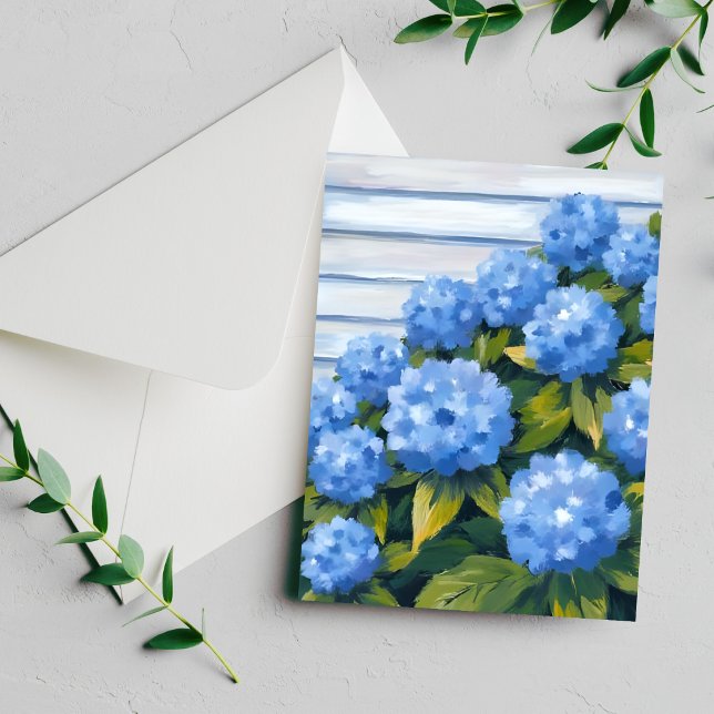 Blå Hydrangea Buskar Blommålning Kort (Skapare uppladdad)
