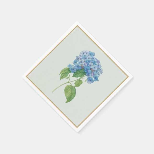 Blå Hydrangea Cocktailservetter — Kustdekor Pappersservett (Hörn)