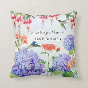 Blå Hydrangea Elegant Blommig Vi älskar dig Mimi Kudde