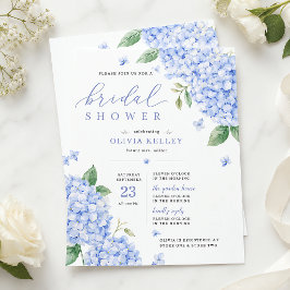 Blå Hydrangea Elegant Blomster Akvarell Inbjudningar