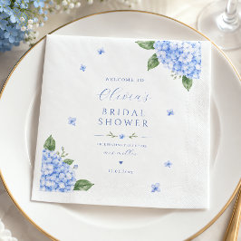 Blå Hydrangea Elegant Blomster Akvarell Pappersservett