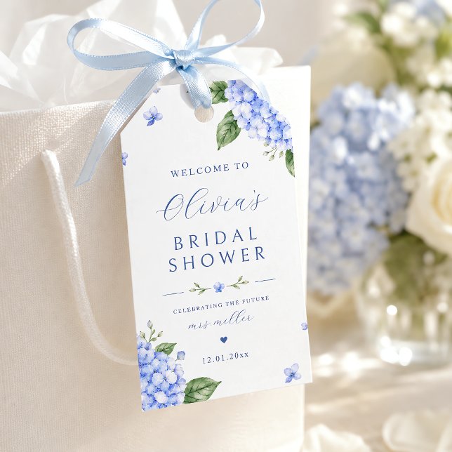 Blå Hydrangea Elegant Blomsterakvarell Presentetikett (Blue Hydrangea Elegant Watercolor Floral Gift Tags)