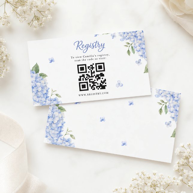 Blå Hydrangea Elegant Blomsterakvarell Tilläggskort (Blue Hydrangea Elegant Watercolor Floral Enclosure Card)