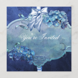 Blå Hydrangea-fest Inbjudningar