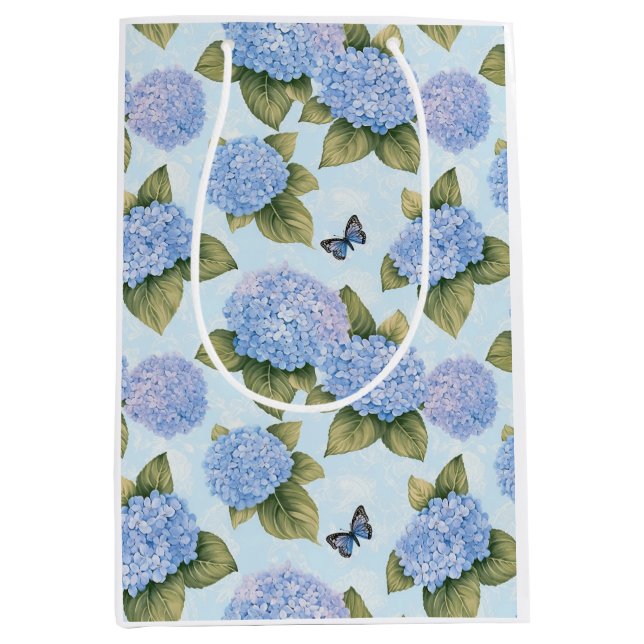 Blå Hydrangea Fjäril Trädgård Presentpåse (Framsidan)
