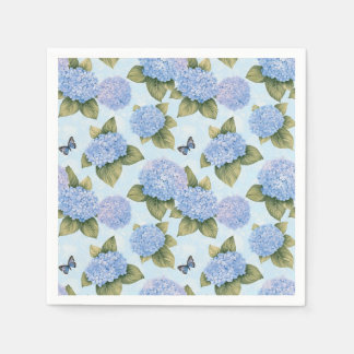 Blå Hydrangea & Fjäril Trädgårdspapper Servetter
