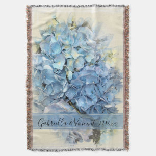 Blå Hydrangea Flower Bröllop Keepsaké Mysfilt