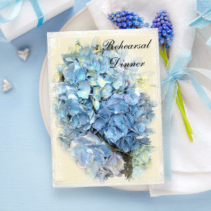 Blå Hydrangea Flower Bröllop Rehearsal Middag Inbjudningar