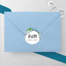 Blå Hydrangea Flower Bröllop Round Sticker Runt Klistermärke