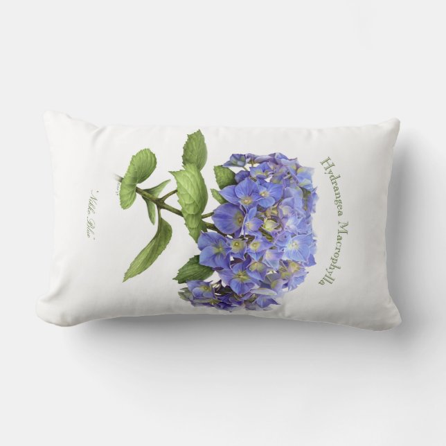 Blå Hydrangea Flower Lumbarkudde (Framsida)