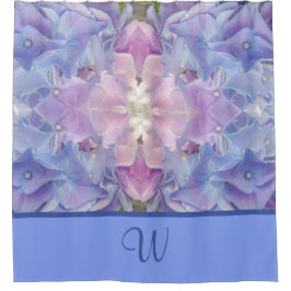 Blå Hydrangea Flower monogrammable Shower Curtain