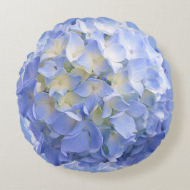 Blå Hydrangea Flower Round Pillow Rund Kudde