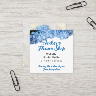 Blå Hydrangea Flower Shop Florist-Affärskort Fyrkantigt Visitkort