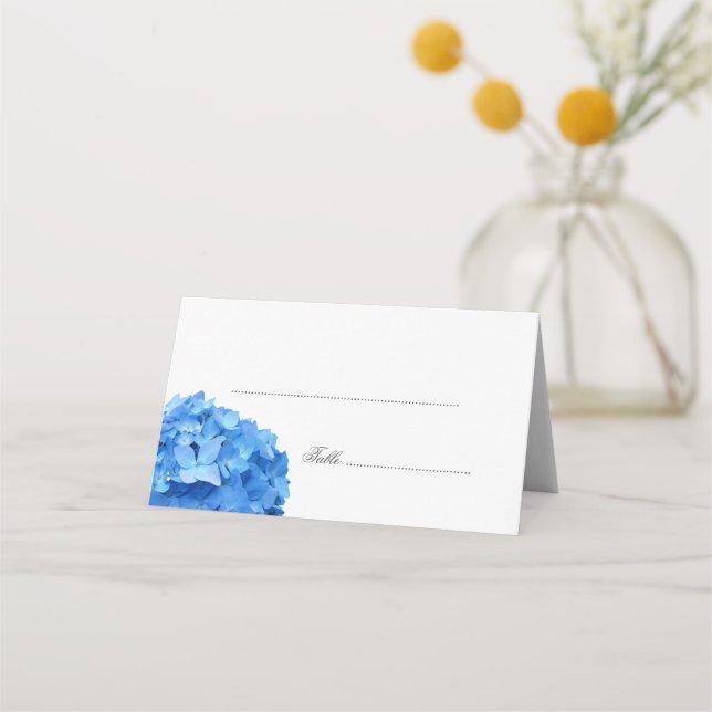 Blå Hydrangea Flower, ställe eller eskort Cards Bl Placeringskort (Framsida)