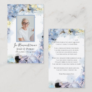 Blå Hydrangea Flower Watercolor Funeral Prayer Visitkort