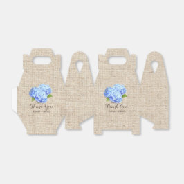 Blå Hydrangea Flowers Rustic Burlap Tack Presentaskar