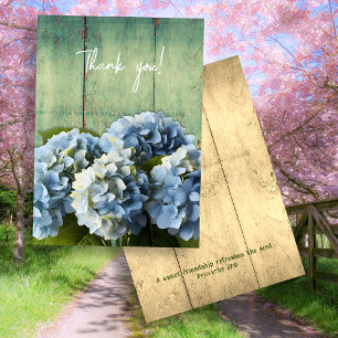 Blå Hydrangea Flowers Tack Scripture Kort