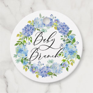 Blå Hydrangea Flowers Wandan Baby Brunch Gåvor Etiketter