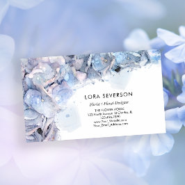 Blå Hydrangea Flowers Watercolor Florist Visitkort