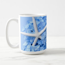 Blå Hydrangea Flowers White Starfish Kaffemugg