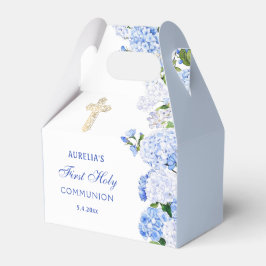 Blå Hydrangea Första Kommunion Gavel Presentaskar