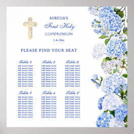 Blå Hydrangea Första Kommunion Placeringsplan Poster