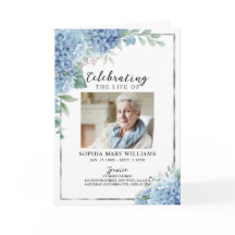 Blå Hydrangea Foto Minnesgudstjänst Program