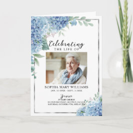 Blå Hydrangea Foto Minnesgudstjänst Program