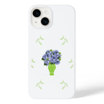Blå Hydrangea Grön Vas Kustmönster