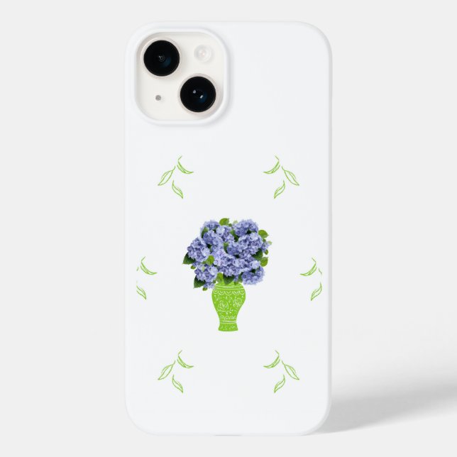 Blå Hydrangea Grön Vas Kustmönster (Baksida)