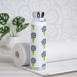 Blå Hydrangea Grön Vas Kuststrimmigt Mönster