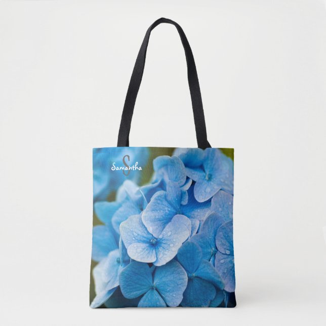 Blå Hydrangea-handväska Tygkasse (Framsida)