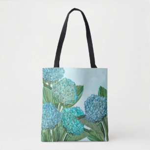 Blå Hydrangea Handväskor Tygkasse
