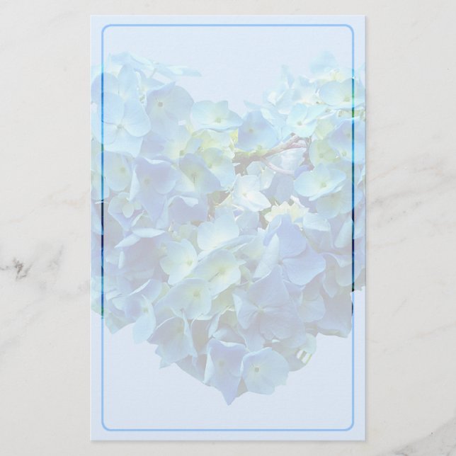 Blå Hydrangea Hjärtpappersvaror Brevpapper (Framsida)