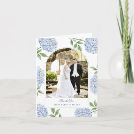 Blå Hydrangea Klassisk Bröllopsfoto Tack Kort