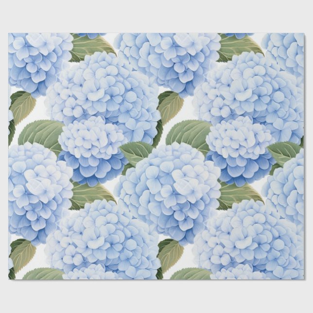 Blå Hydrangea Kluster Trädgårdsfest Inpackningspap Presentpapper (Platt)