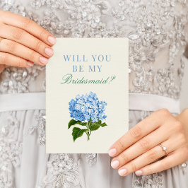Blå Hydrangea kommer du bli min bridesmaid Kort