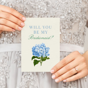 Blå Hydrangea kommer du bli min bridesmaid Kort