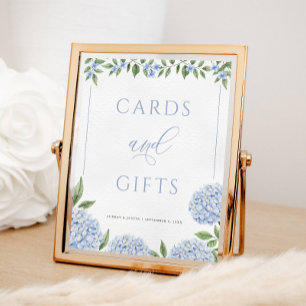 Blå Hydrangea-kort och gåvor från Bröllop Poster